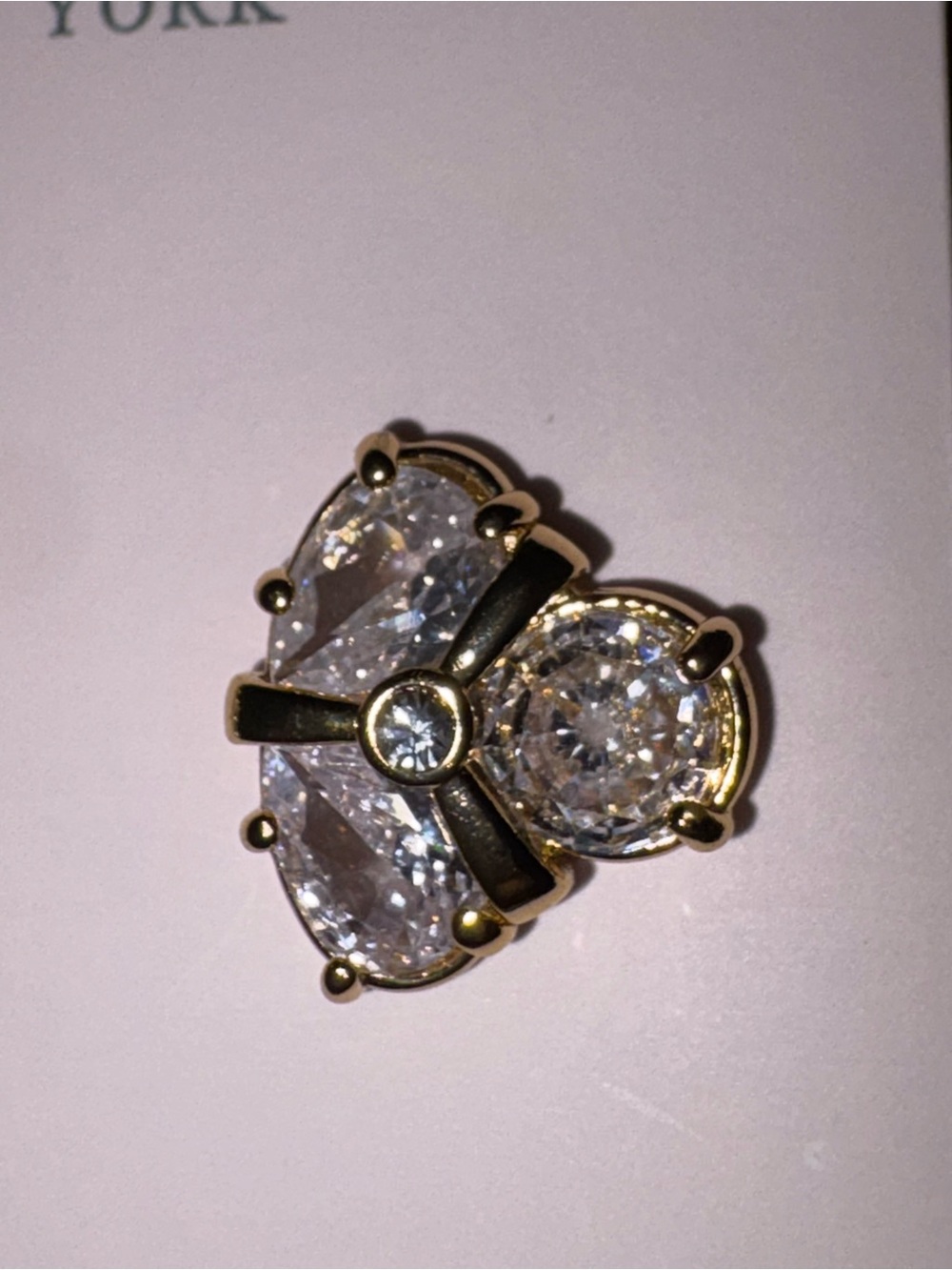 Kate Spade Gold Crystal Floral Stud Earrings w/ dustbag NWT - Picture 5 of 6